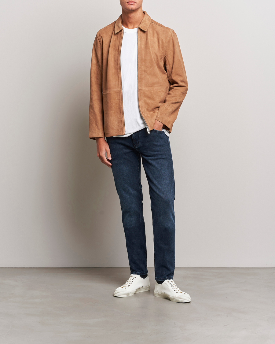 Herre | Jakker | J.Lindeberg | Jonah Suede Zip Overshirt Chipmunk