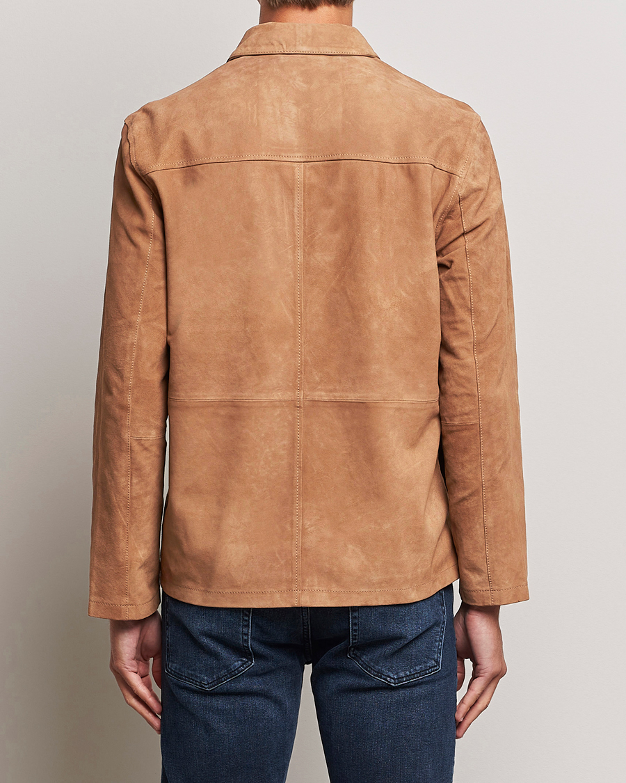 Herre | Jakker | J.Lindeberg | Jonah Suede Zip Overshirt Chipmunk