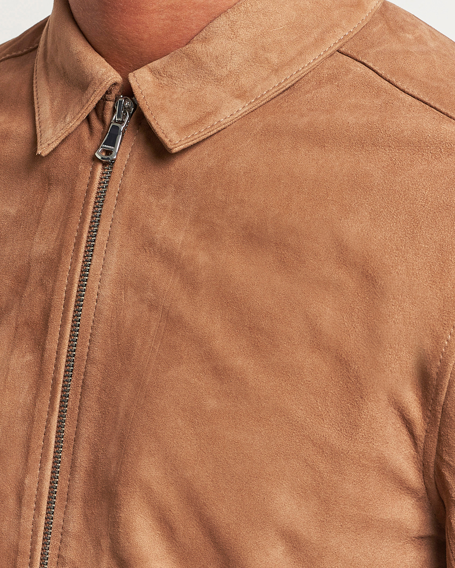 Herre | Jakker | J.Lindeberg | Jonah Suede Zip Overshirt Chipmunk