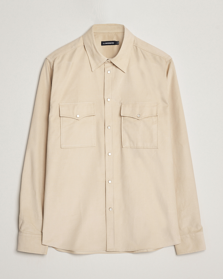 Herre | Skjorter | J.Lindeberg | Carlos Reg Cord Shirt Oyster Grey
