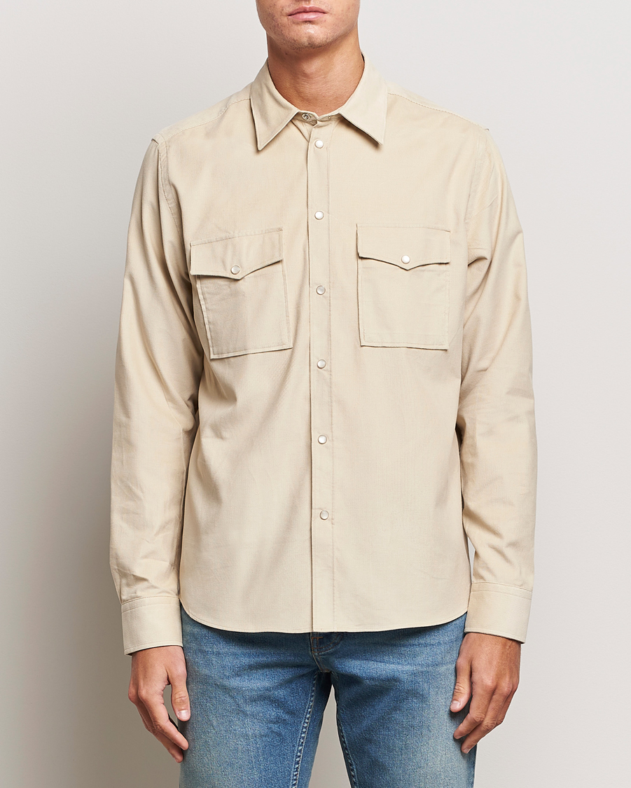 Herre | Fløjlsskjorter | J.Lindeberg | Carlos Reg Cord Shirt Oyster Grey