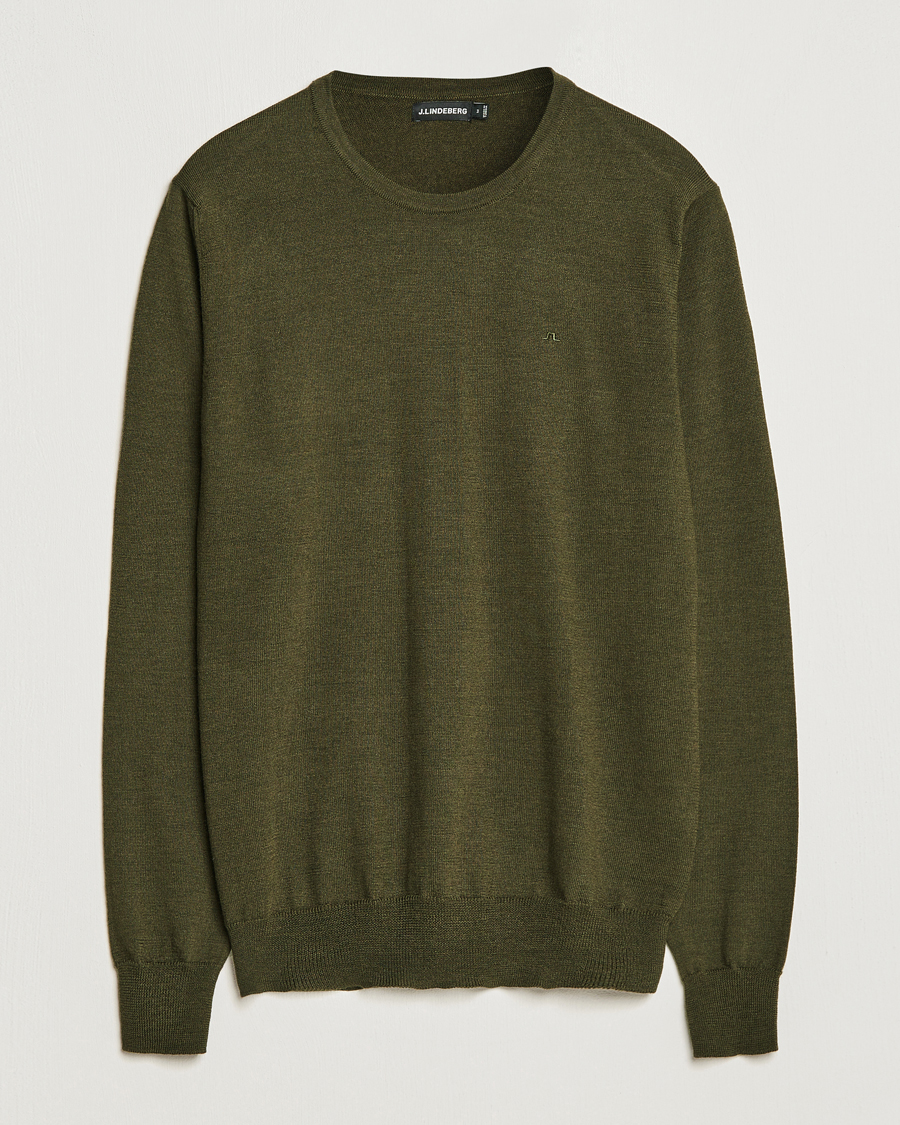 Herre | Trøjer | J.Lindeberg | Lyle True Merino Crew Neck Pullover Forest Green