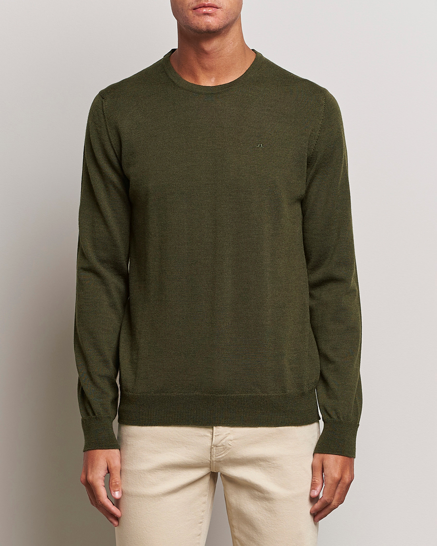 Herre | Trøjer | J.Lindeberg | Lyle True Merino Crew Neck Pullover Forest Green