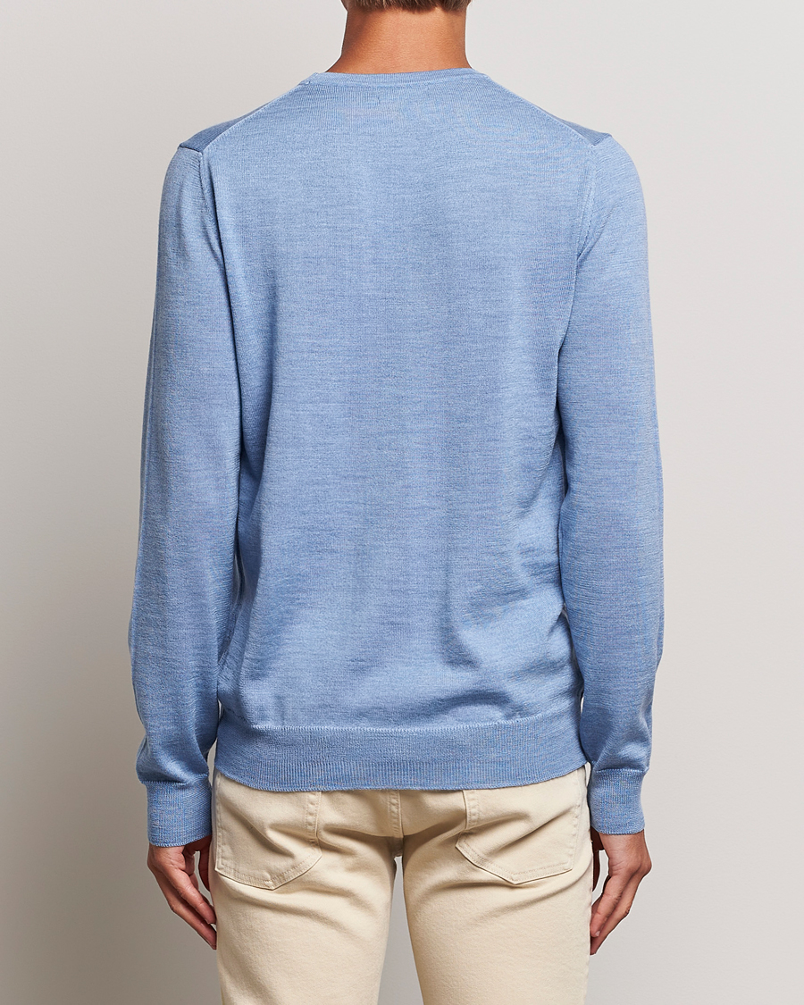 Herre | Trøjer | J.Lindeberg | Lyle True Merino Crew Neck Pullover Washed Denim Blue