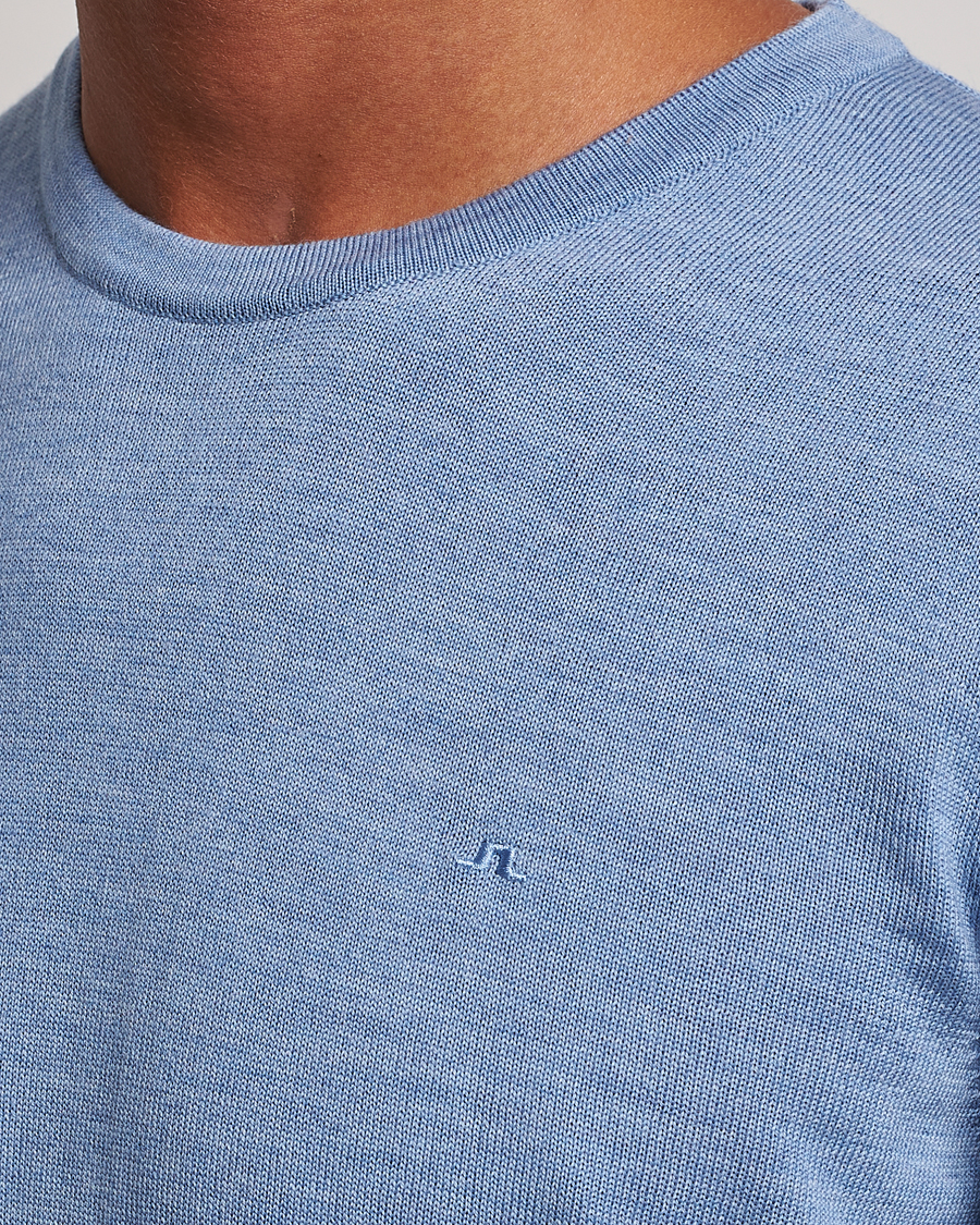 Herre | Trøjer | J.Lindeberg | Lyle True Merino Crew Neck Pullover Washed Denim Blue