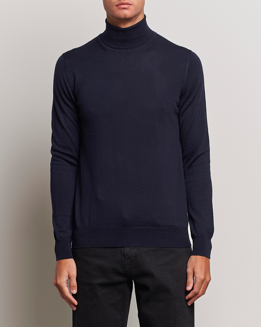 Herre | Rullekravetrøjer | J.Lindeberg | Lyd True Merino Polo Navy