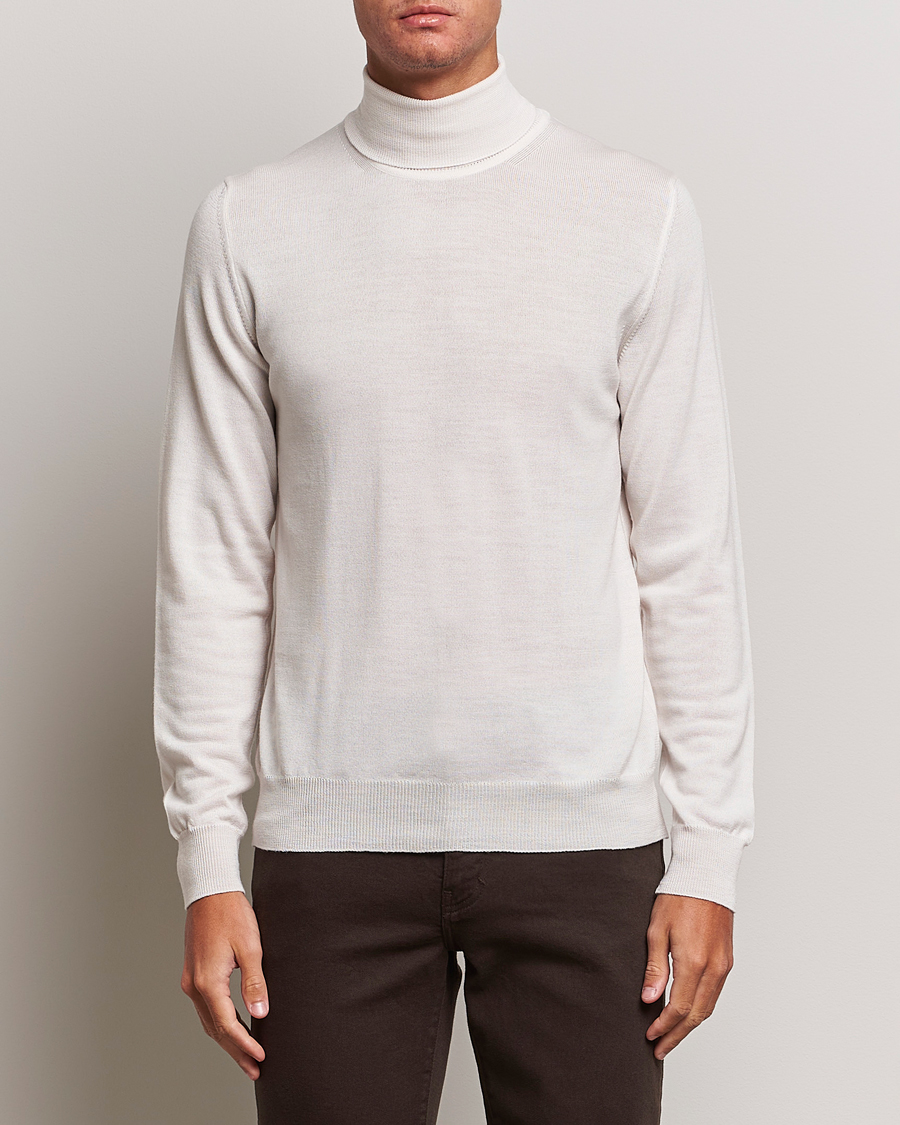 Herre | Rullekravetrøjer | J.Lindeberg | Lyd True Merino Polo Cloud White