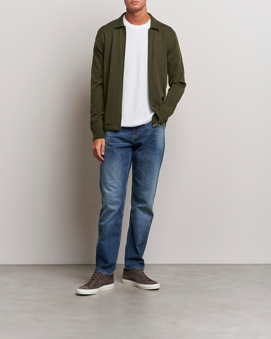 Herre | Trøjer | J.Lindeberg | Nyle True Merino Zip Cardigan Forest Green