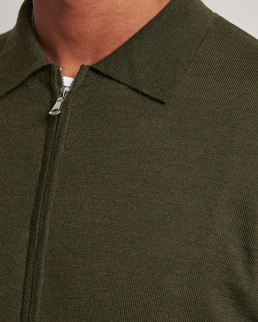 Herre | Trøjer | J.Lindeberg | Nyle True Merino Zip Cardigan Forest Green