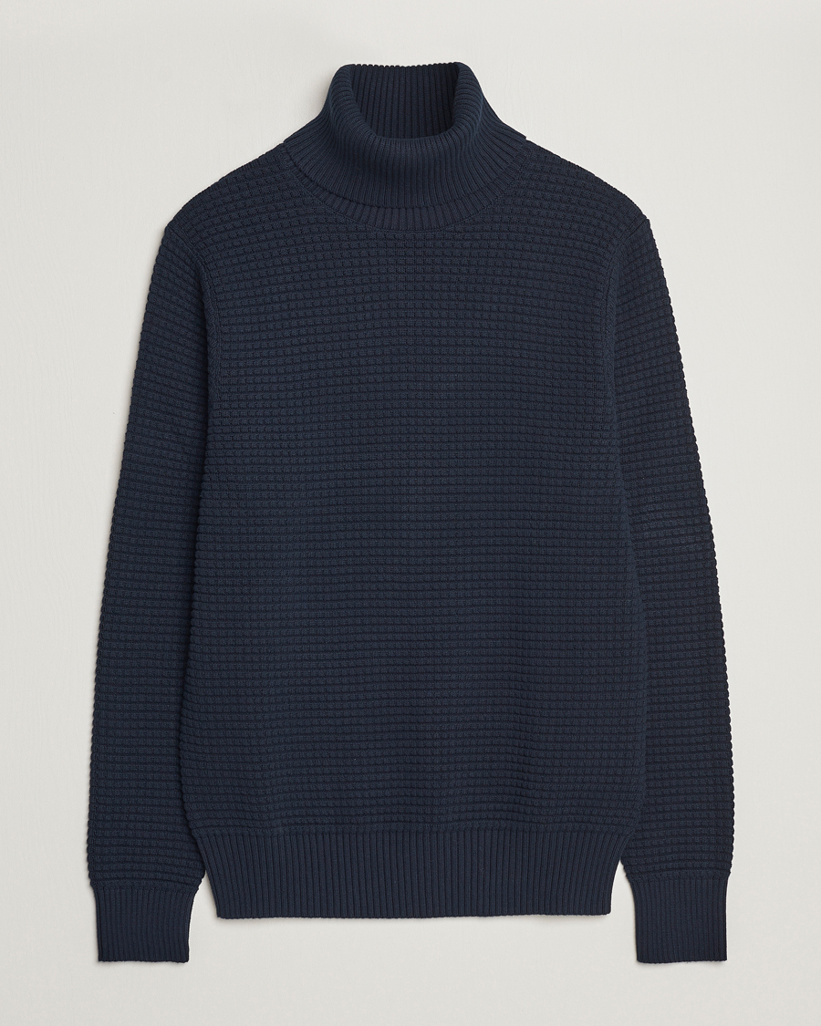 Herre | Trøjer | J.Lindeberg | Olivero Cotton Turtle Sweater Navy