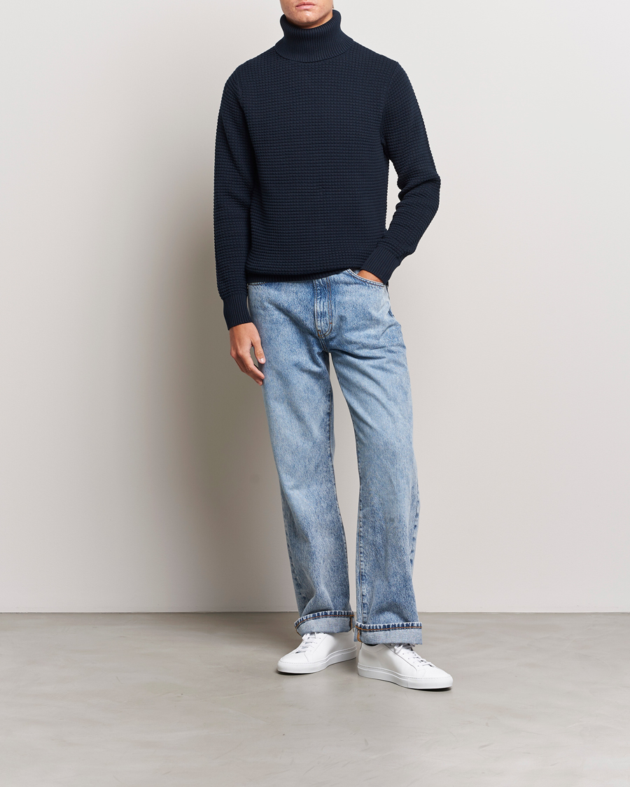 Herre | Trøjer | J.Lindeberg | Olivero Cotton Turtle Sweater Navy