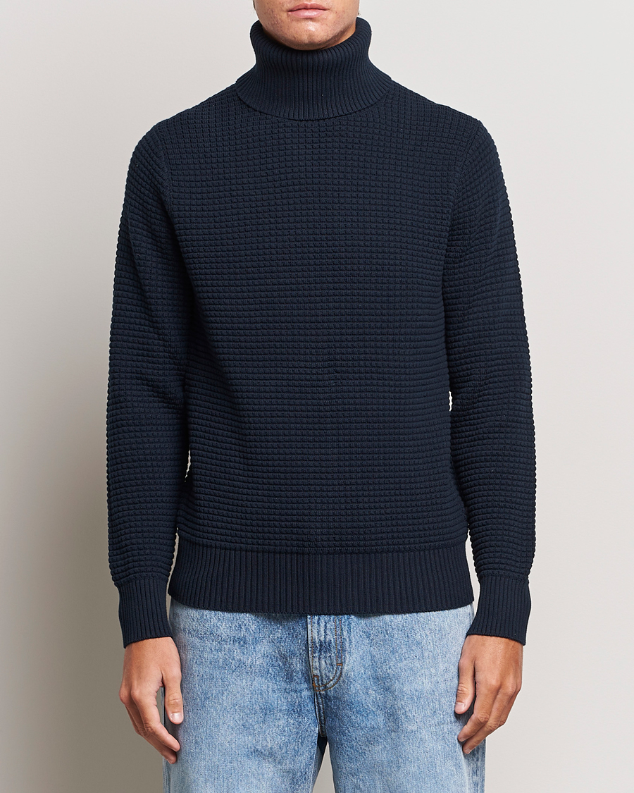 Herre | Rullekravetrøjer | J.Lindeberg | Olivero Cotton Turtle Sweater Navy
