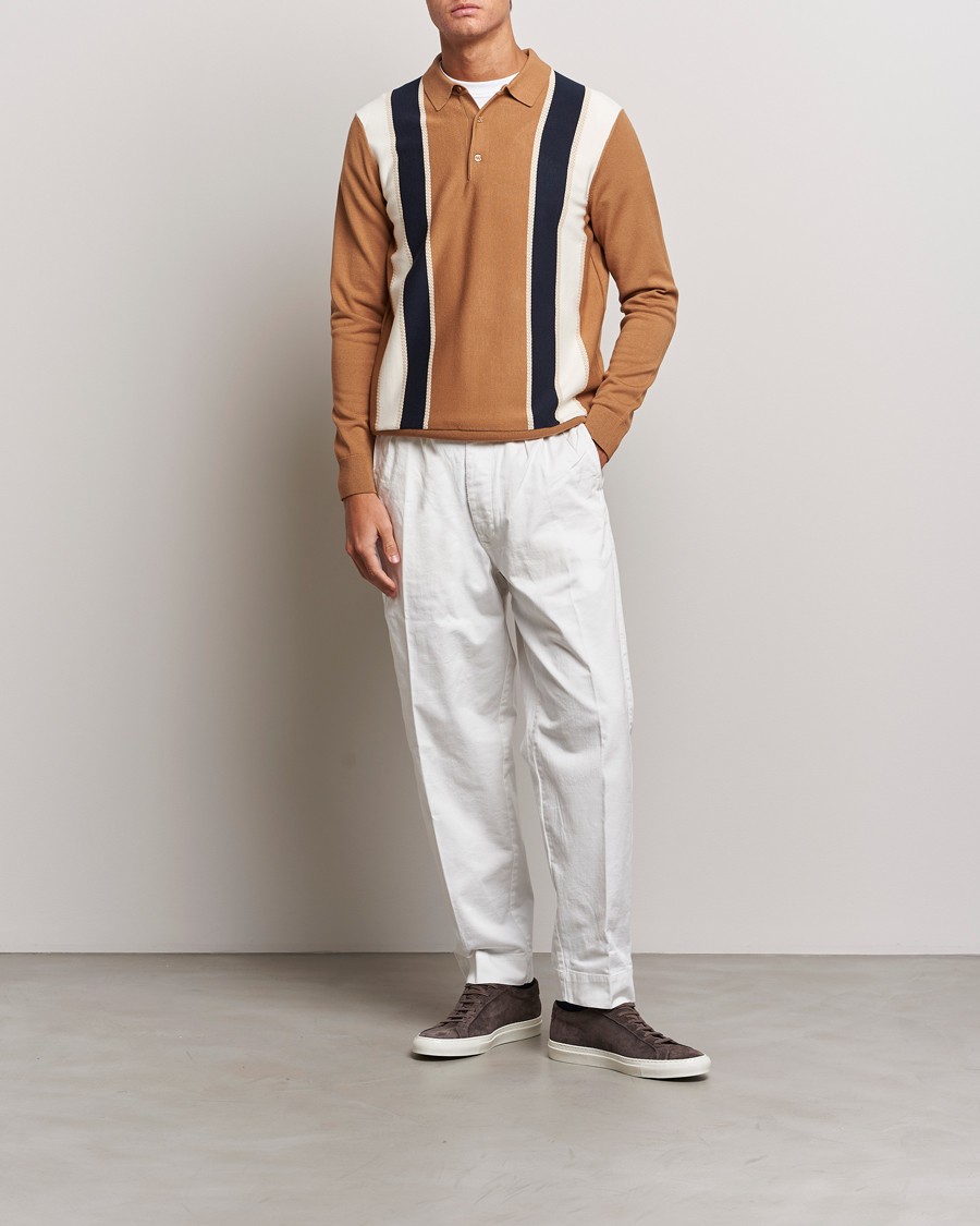 Herre | Trøjer | J.Lindeberg | Heden Striped Knitted Polo Chipmunk