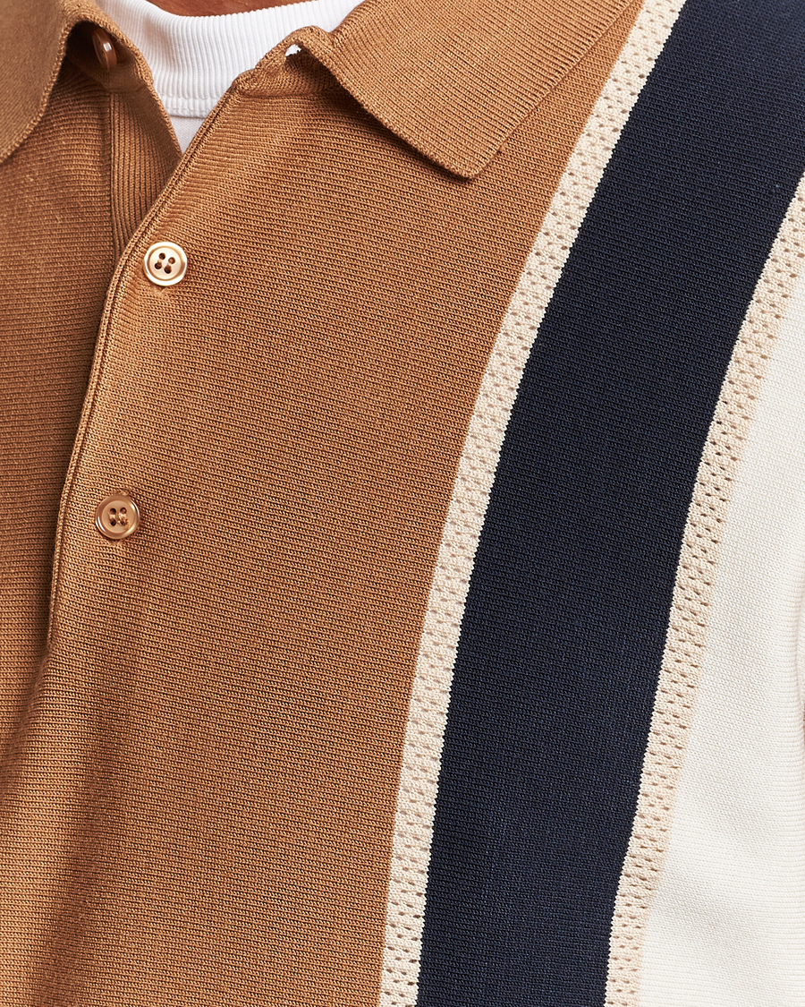 Herre | Trøjer | J.Lindeberg | Heden Striped Knitted Polo Chipmunk