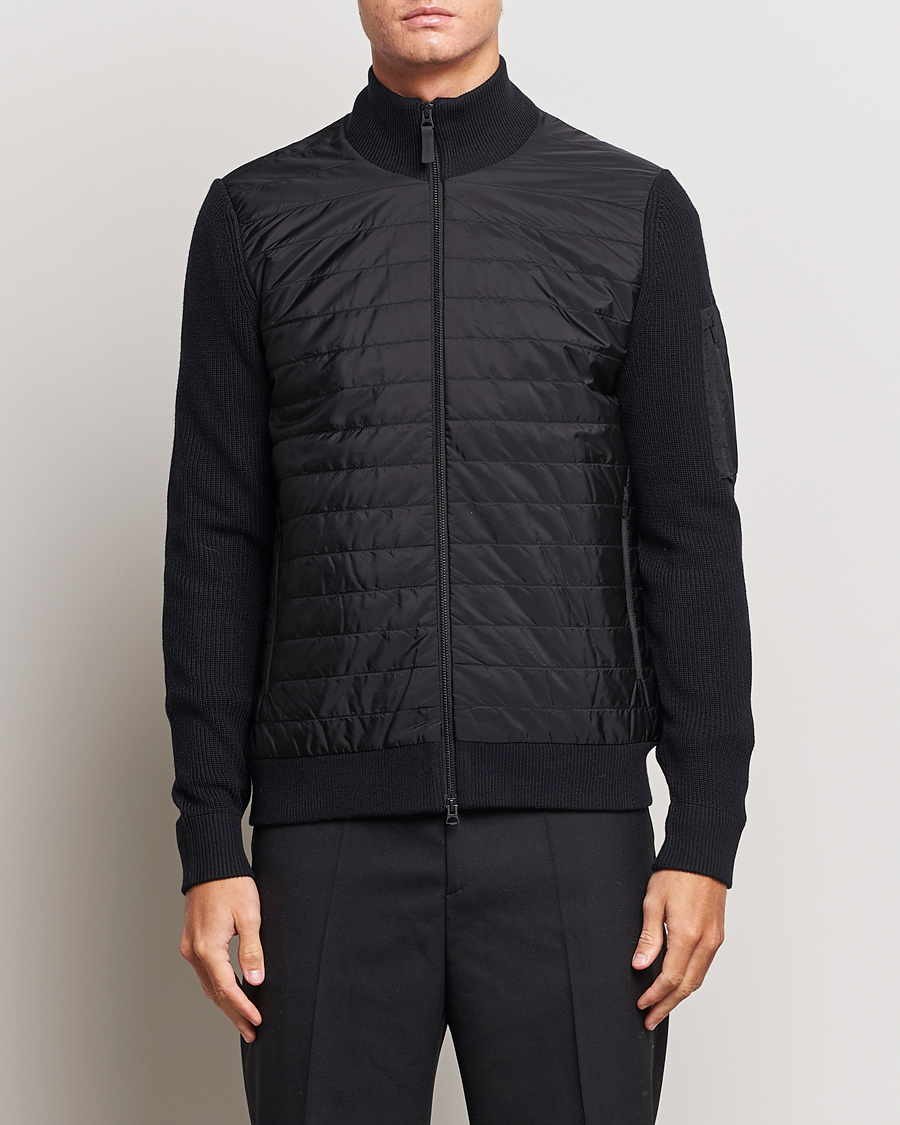 Herre | Full-zip | J.Lindeberg | Beck Knitted Hybrid Jacket Black