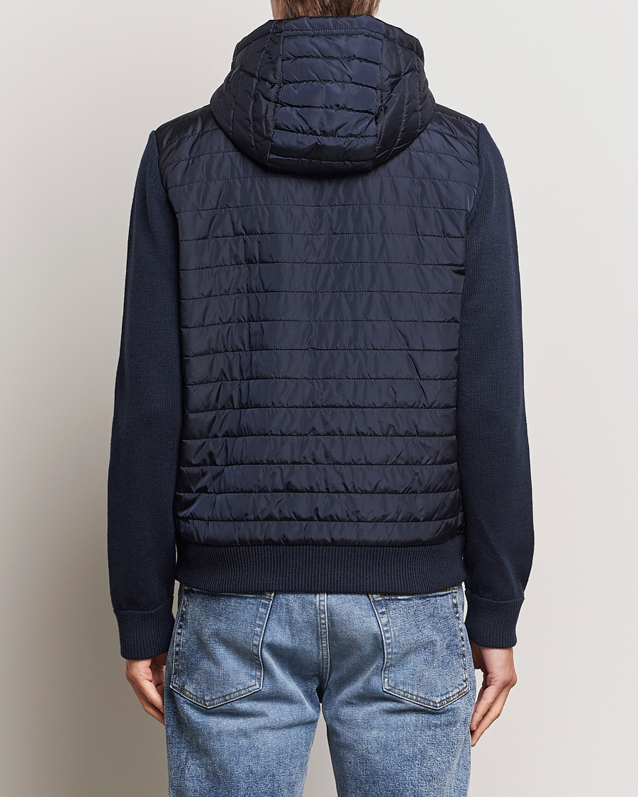 Herre | Trøjer | J.Lindeberg | Pierre Knitted Hybrid Full Zip Hood Navy