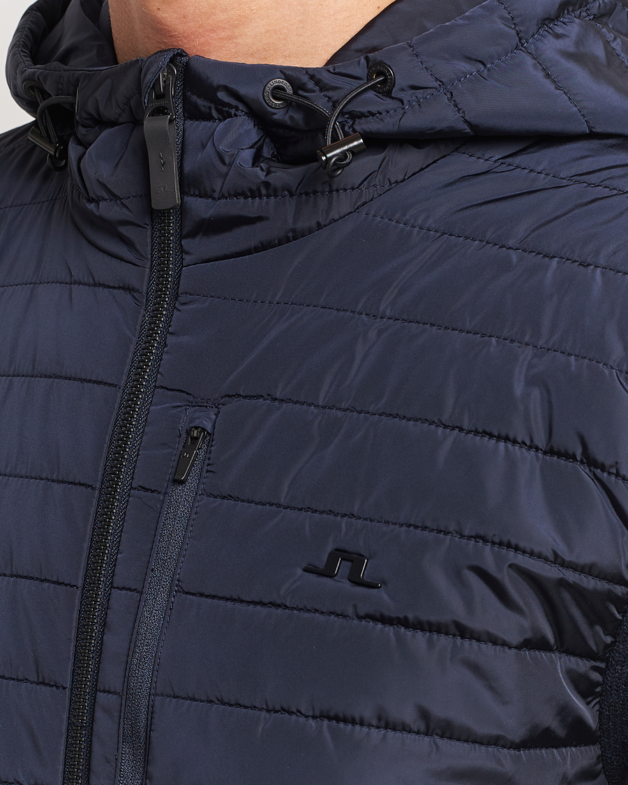 Herre | Trøjer | J.Lindeberg | Pierre Knitted Hybrid Full Zip Hood Navy