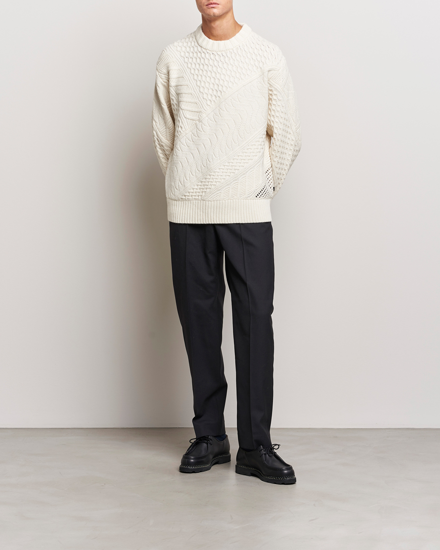 Herre | Trøjer | J.Lindeberg | Savio Cable Knit Mock Neck Cloud White