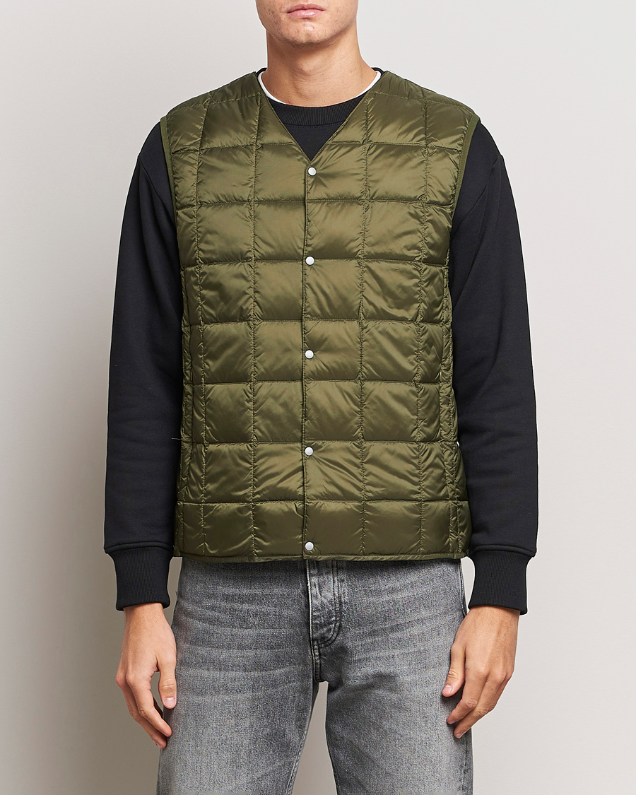 Herre | Jakker | TAION | V-Neck Lightweight Down Vest Dark Olive