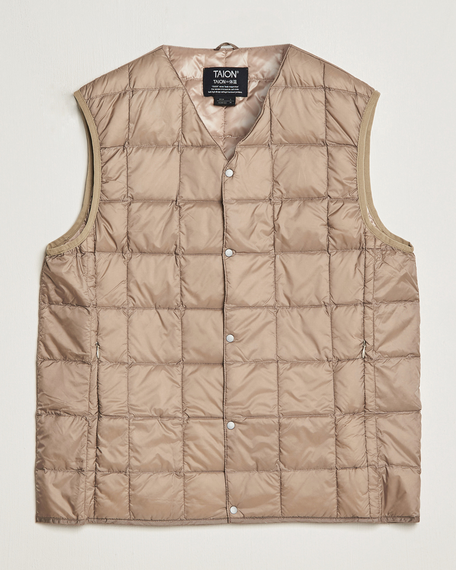 Herre | Jakker | TAION | V-Neck Lightweight Down Vest Khaki