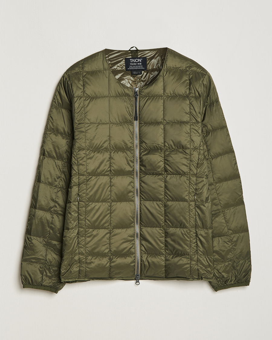 Herre | Jakker | TAION | Crew Neck W-Zip Down Jacket Dark Olive