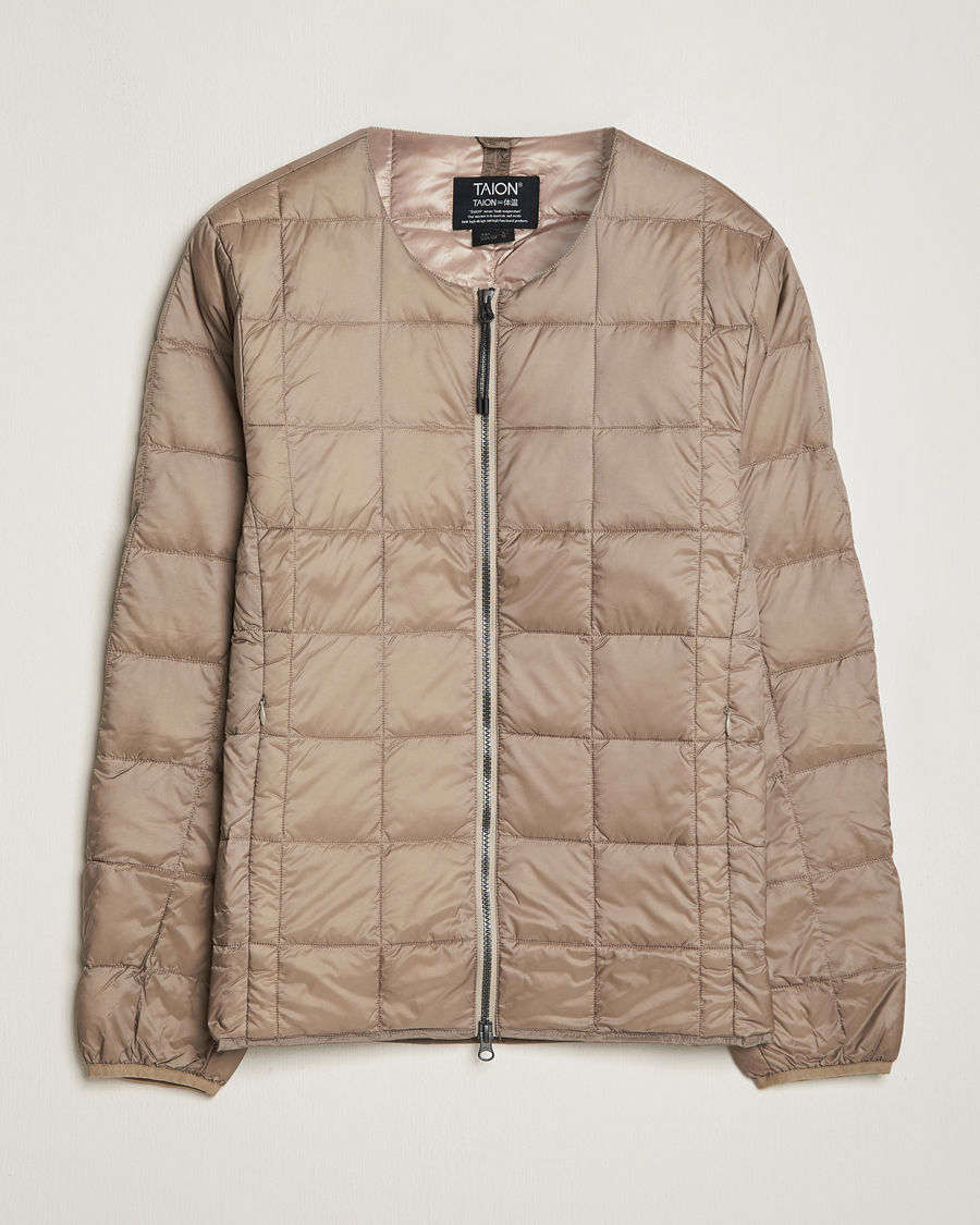 Herre | Jakker | TAION | Crew Neck W-Zip Down Jacket Khaki
