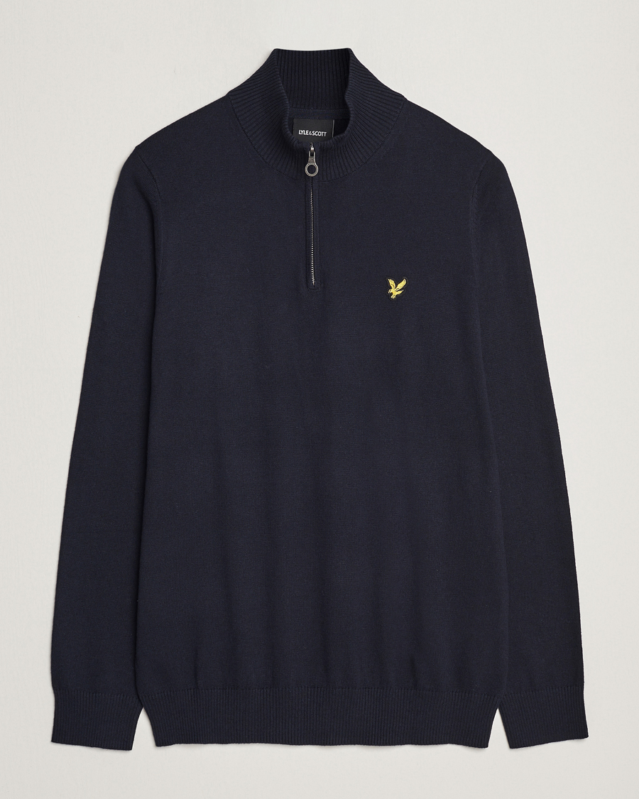 Herre | Trøjer | Lyle & Scott | Cotton/Merino Half Zip Dark Navy