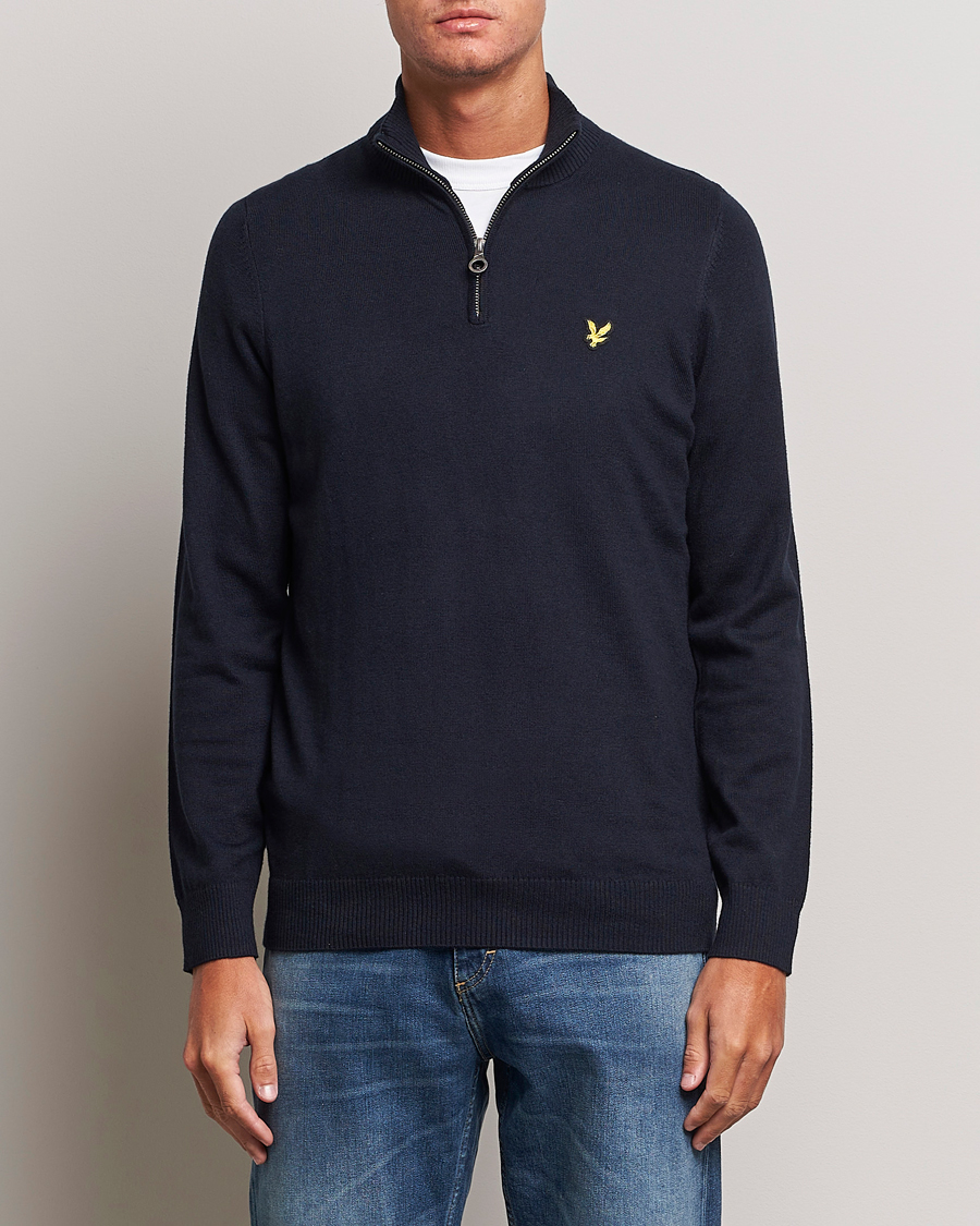 Herre | Trøjer | Lyle & Scott | Cotton/Merino Half Zip Dark Navy