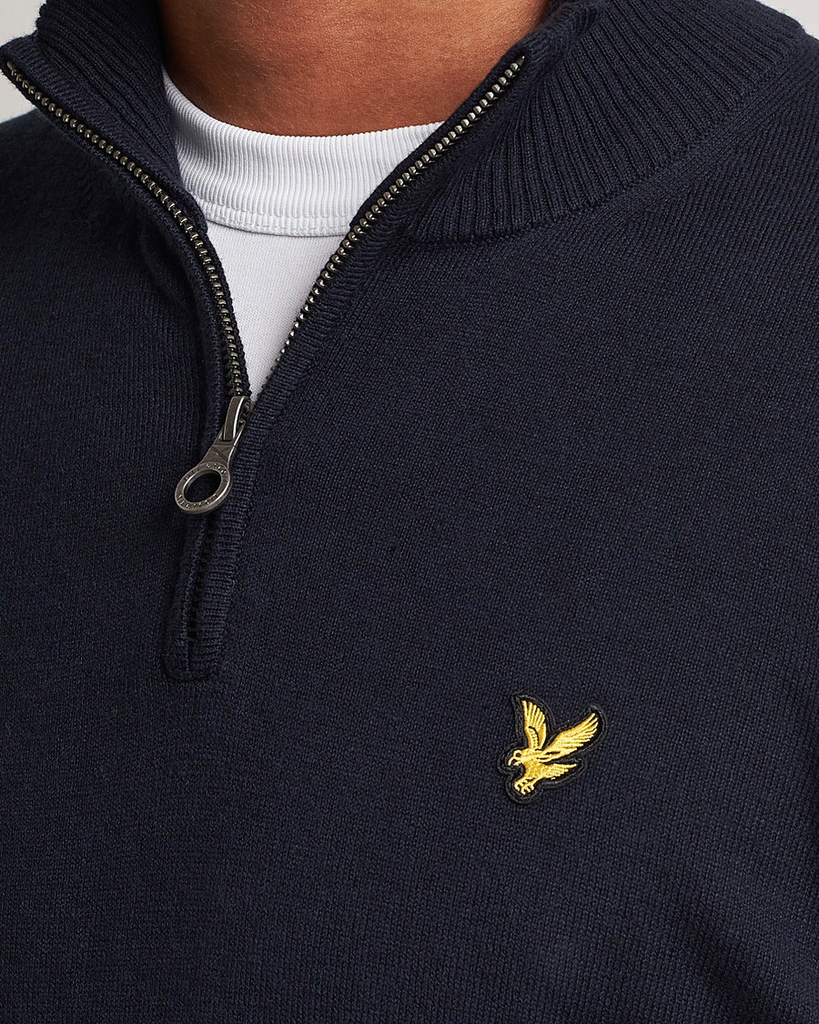 Herre | Trøjer | Lyle & Scott | Cotton/Merino Half Zip Dark Navy