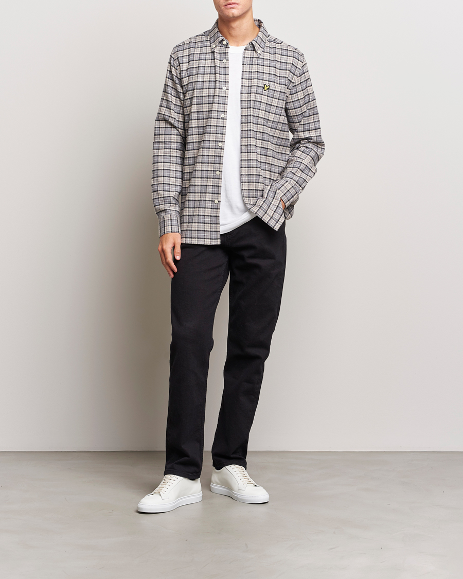 Herre | Skjorter | Lyle & Scott | Checked Flannel Button Down Shirt Cove White