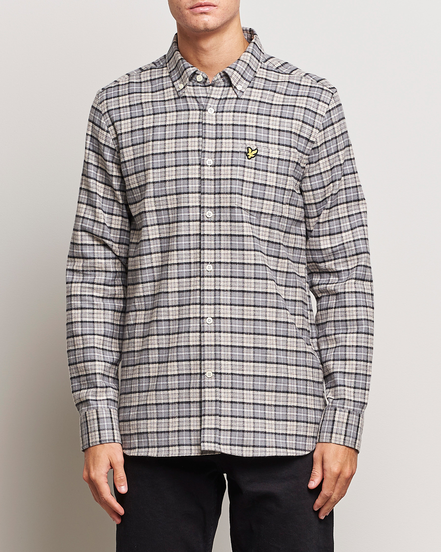 Herre | Skjorter | Lyle & Scott | Checked Flannel Button Down Shirt Cove White
