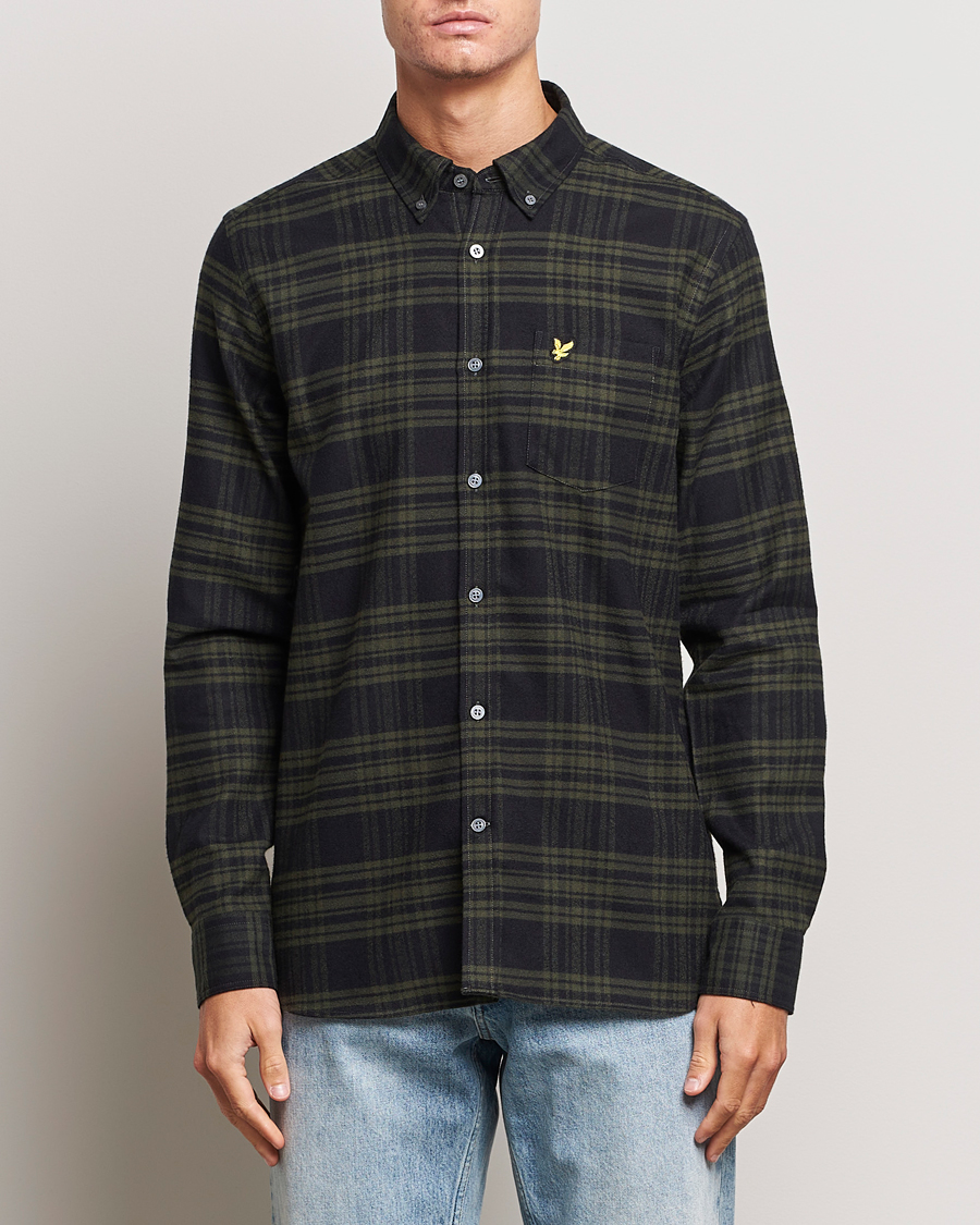 Herre | Flannelskjorter | Lyle & Scott | Checked Flannel Button Down Shirt Mountain Moss