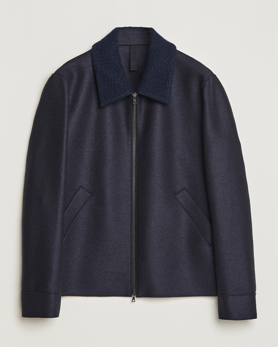 Herre | Jakker | Harris Wharf London | Pressed Wool Boucle Golf Jacket Navy