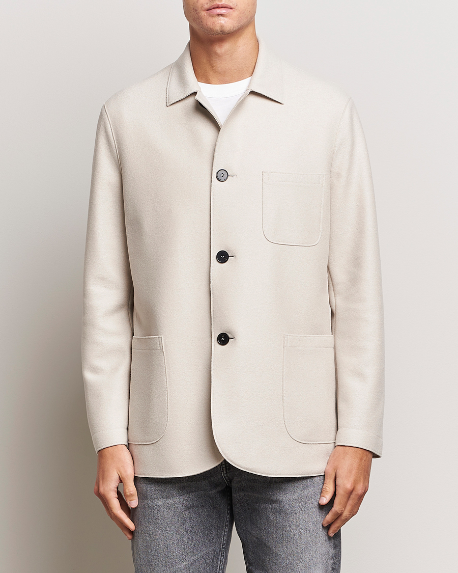 Herre | Uldblazer | Harris Wharf London | Dropped Shoulder Wool Jacket Cream