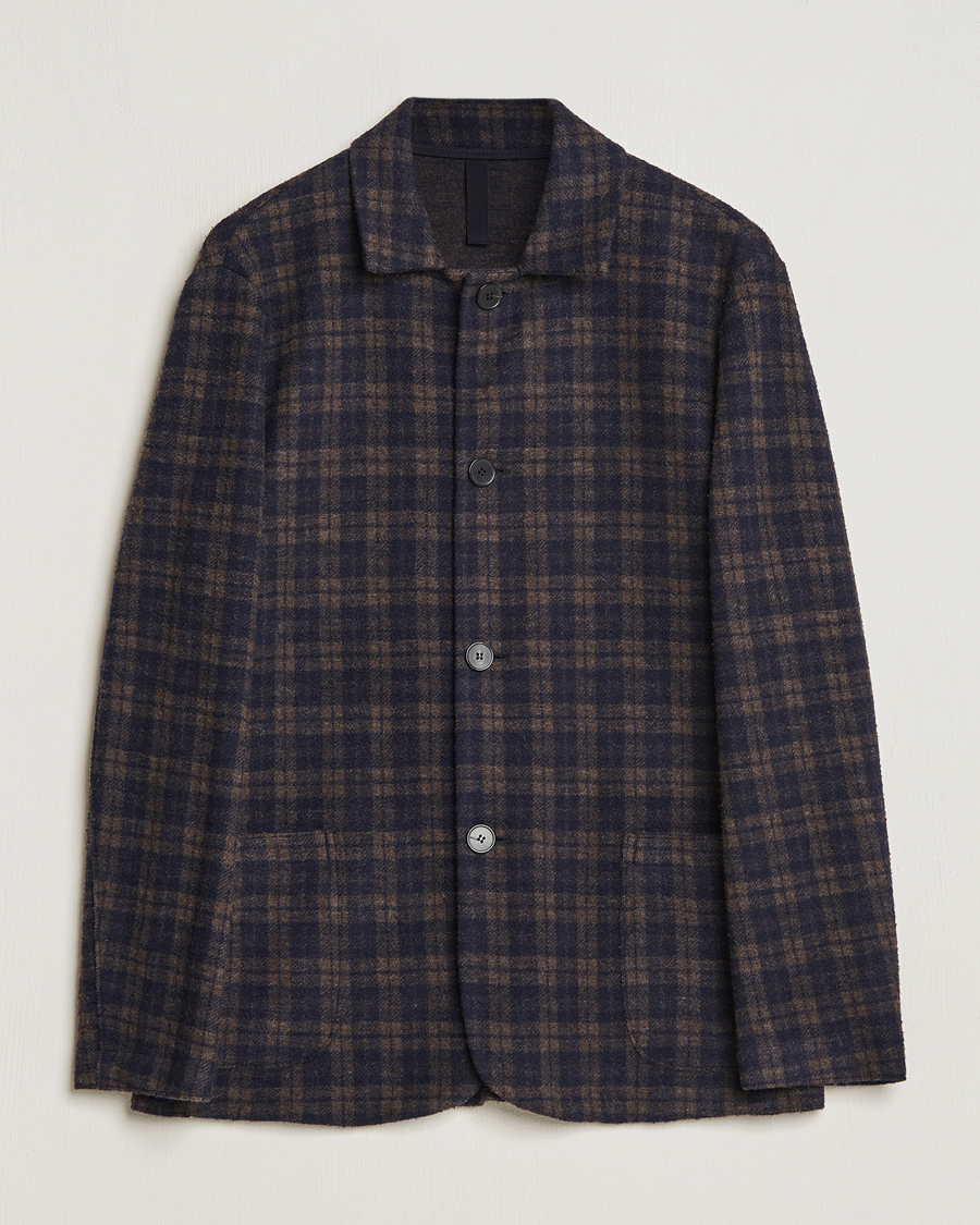 Herre | Blazere & jakker | Harris Wharf London | Dropped Shoulder Checked Jacket Navy/Brown