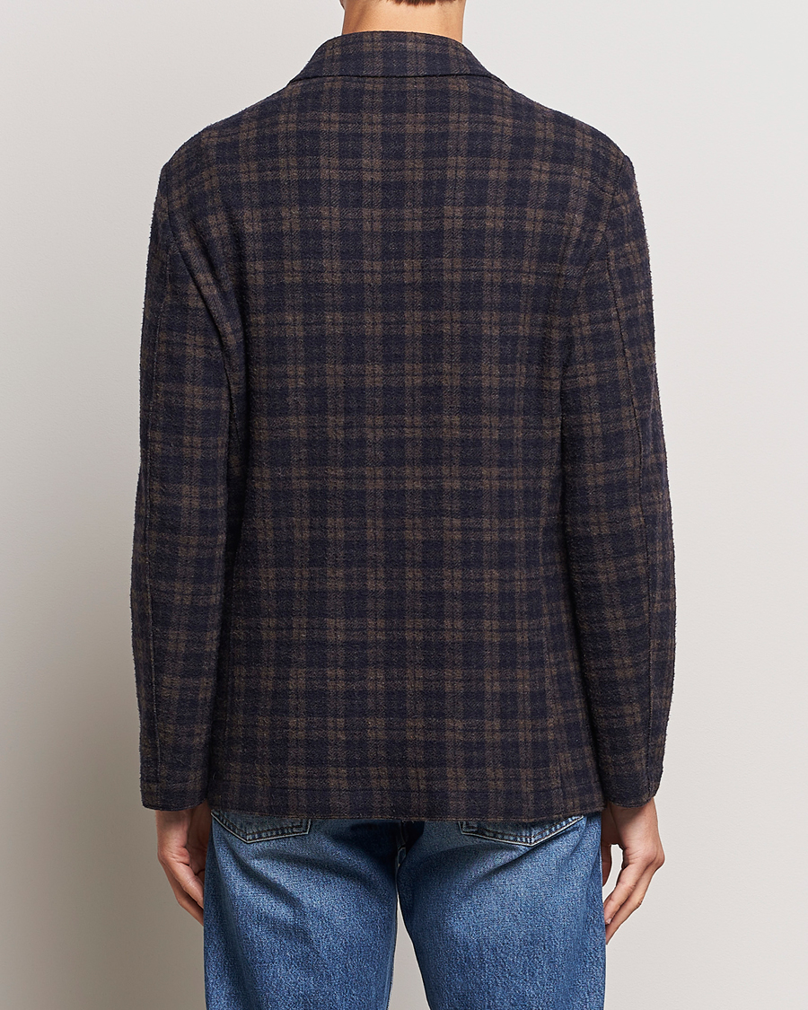 Herre | Blazere & jakker | Harris Wharf London | Dropped Shoulder Checked Jacket Navy/Brown