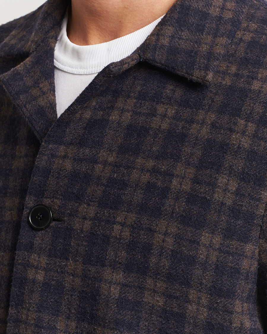 Herre | Blazere & jakker | Harris Wharf London | Dropped Shoulder Checked Jacket Navy/Brown