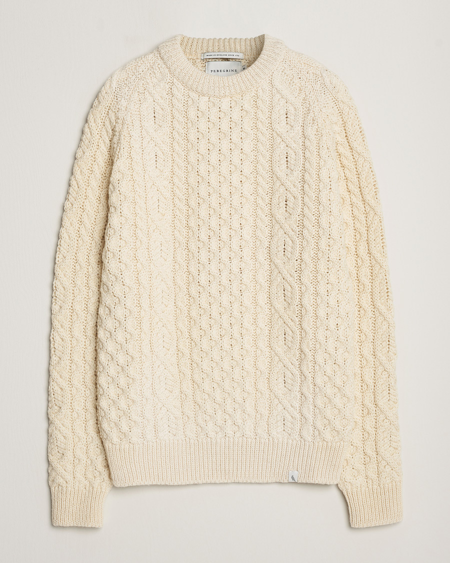 Herre | Trøjer | Peregrine | Hudson Wool Aran Knitted Jumper Ecru