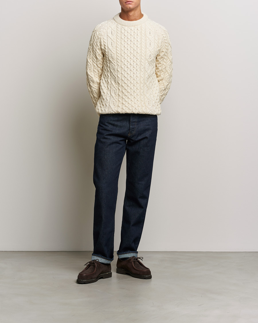 Herre | Trøjer | Peregrine | Hudson Wool Aran Knitted Jumper Ecru