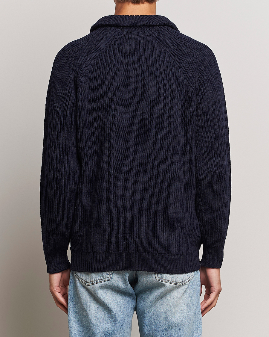 Herre | Trøjer | Peregrine | Ford Knitted Wool Half Zip Navy