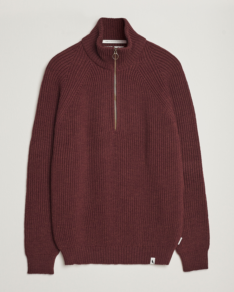 Herre | Trøjer | Peregrine | Ford Knitted Wool Half Zip Shiraz
