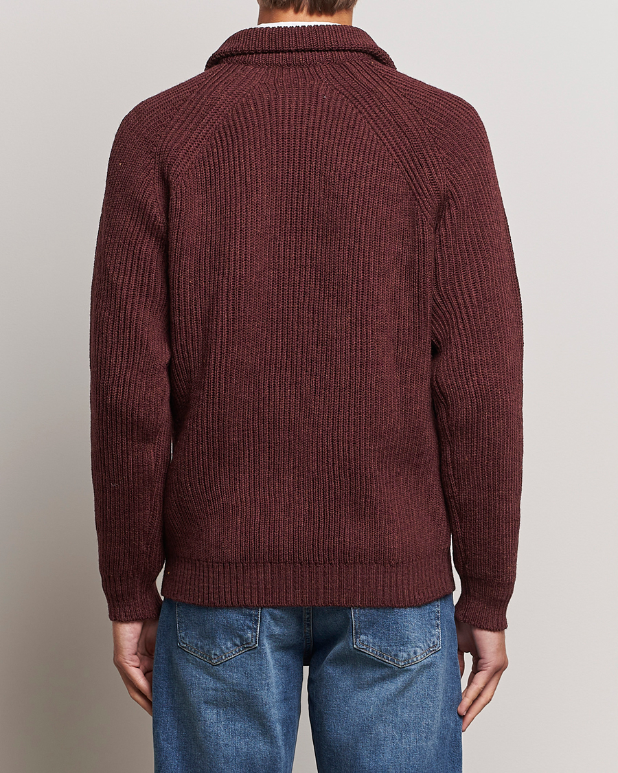 Herre | Trøjer | Peregrine | Ford Knitted Wool Half Zip Shiraz
