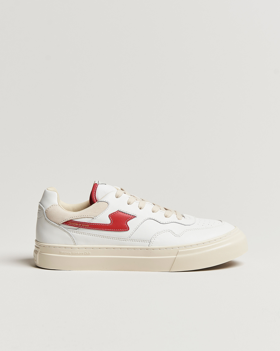 Herre | Stepney Workers Club Pearl S-Strike Leather Sneaker White/Red | Stepney Workers Club | Pearl S-Strike Leather Sneaker White/Red