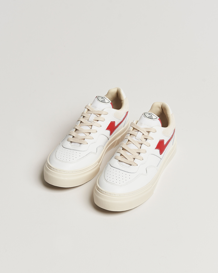 Herre | Stepney Workers Club Pearl S-Strike Leather Sneaker White/Red | Stepney Workers Club | Pearl S-Strike Leather Sneaker White/Red