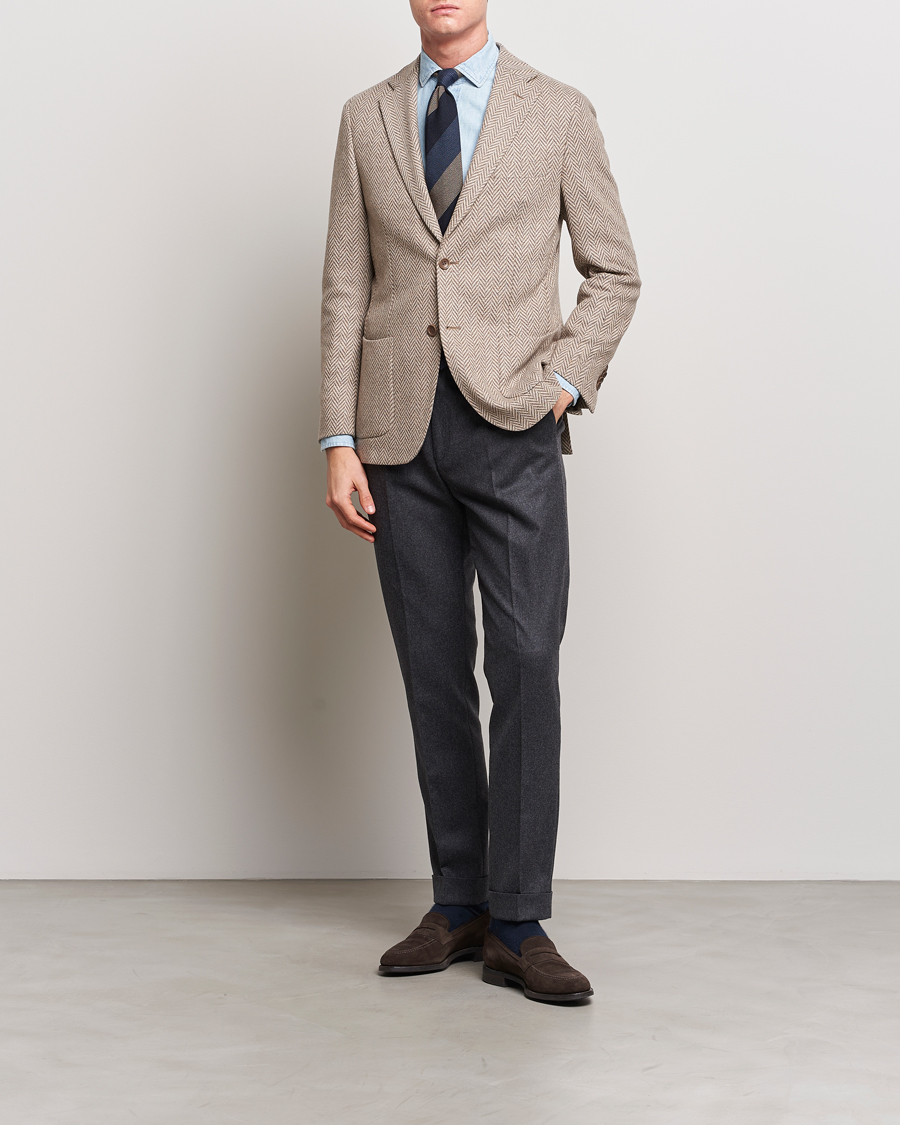 Herre | Blazere & jakker | Morris Heritage | Mike Jersey Herringbone Blazer Khaki