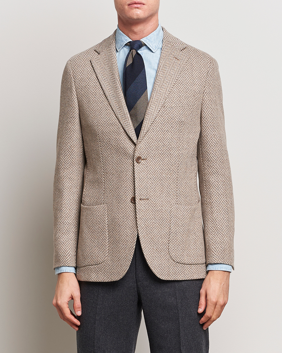 Herre | Blazere & jakker | Morris Heritage | Mike Jersey Herringbone Blazer Khaki