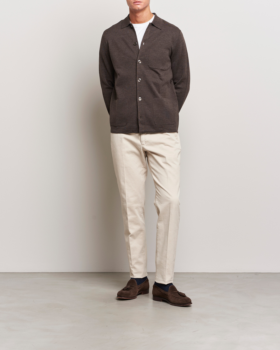 Herre | Trøjer | Morris Heritage | Dressed Wool Cardigan Brown