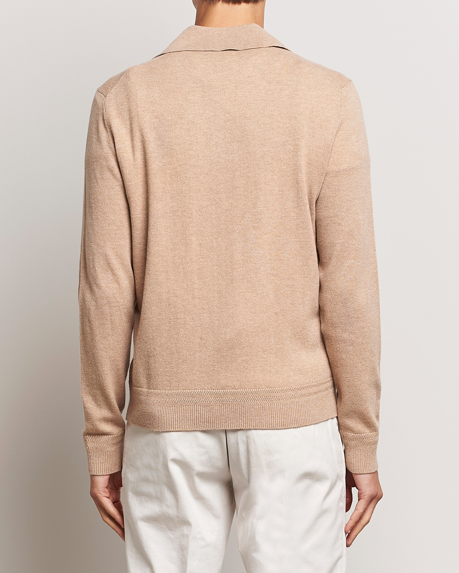 Herre | Trøjer | Morris Heritage | Dalton Wool/Cashmere Long Sleeve Polo Camel