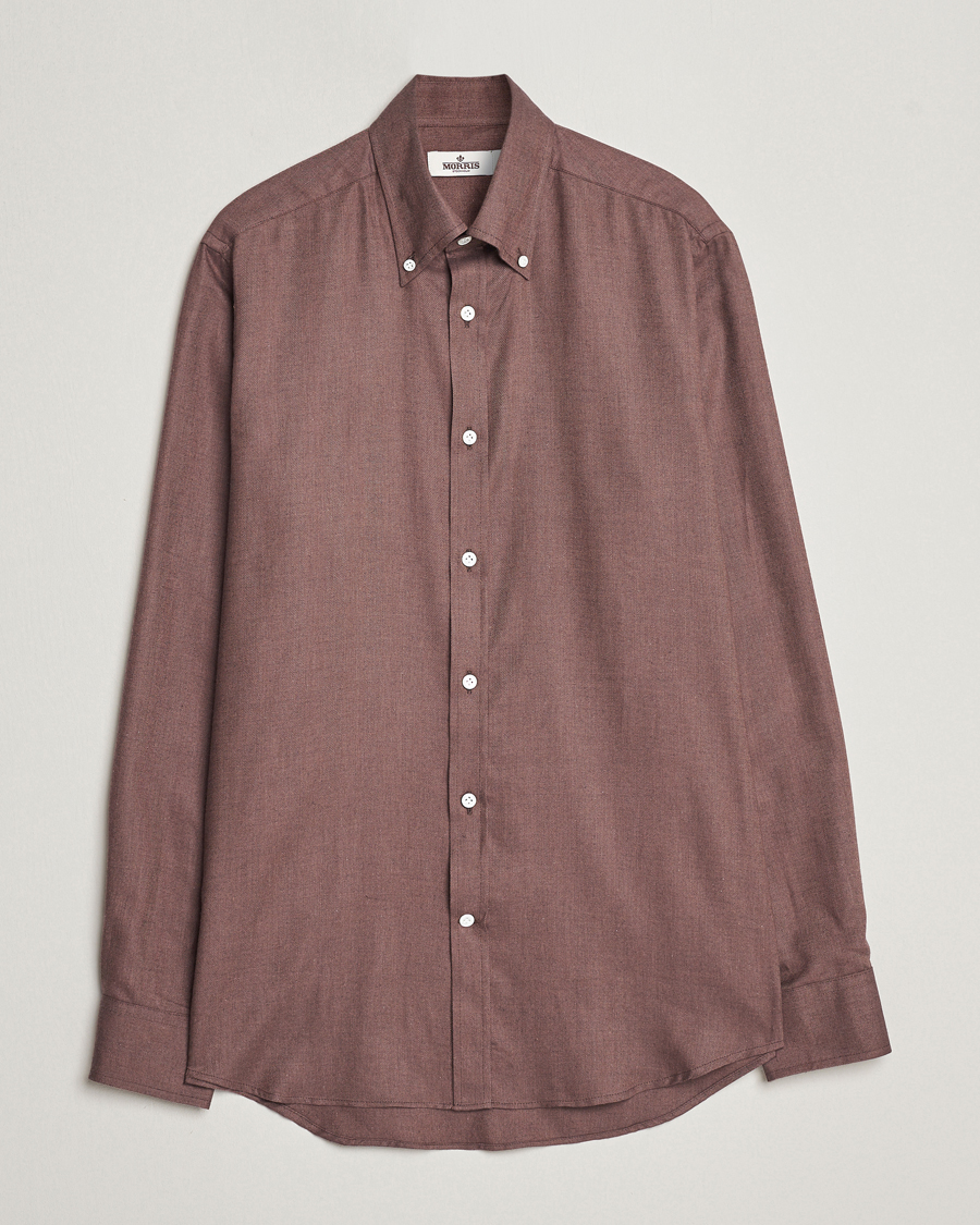 Herre | Skjorter | Morris Heritage | Herringbone Brushed Cotton Shirt Brown