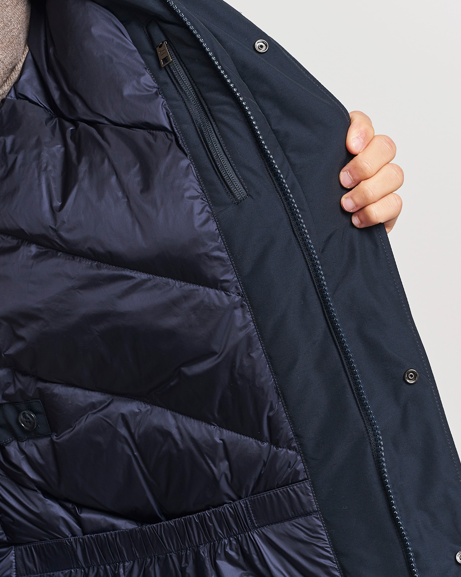 Herre | Jakker | Woolrich | Polar High Collar Parka Melton Blue